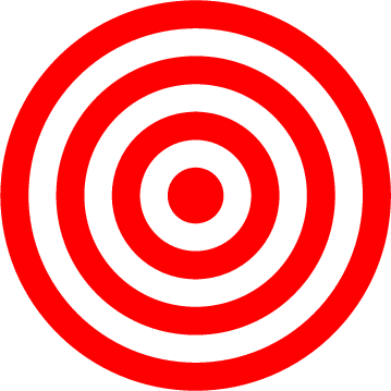 $\begin{tikzpicture}
\fill [red, even odd rule] (0,0) circle (3) circle (3.5);
\fill [red, even odd rule] (0,0) circle (2) circle (2.5);
\fill [red, even odd rule] (0,0) circle (1) circle (1.5);
\fill [red] circle (.5);
\end{tikzpicture}$