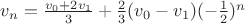 $v_n=\frac{v_0+2v_1}{3} +\frac{2}{3}(v_0-v_1)(-\frac{1}{2})^n$
