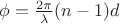 $\phi=\frac{2\pi}{\lambda}(n-1)d$