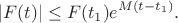 $$|F(t)| \leq F(t_1) e^{M(t-t_1)}.$$