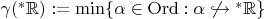 $\gamma({}^*\mathbb R):=\min\{\alpha\in{\rm Ord} : \alpha\not\hookrightarrow{}^*\mathbb R\}$