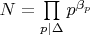 $N=\prod\limits_{p|\Delta}{p^{\beta_p}}$