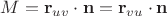 $M=\mathbf r_{uv}\cdot \mathbf n=\mathbf r_{vu}\cdot \mathbf n$