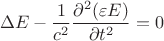 $$
\Delta E-\frac{1}{c^2}\frac{\partial^2 (\varepsilon E)}{\partial t^2}=0
$$
