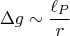 $$\Delta g\sim\frac{\ell_P}{r}$$
