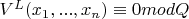 $V^L(x_1,...,x_n)\equiv0modQ$