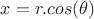 $x=r.cos(\theta)$