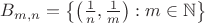 $B_{m,n}=\left\{\left(\frac 1n,\frac 1m\right):m\in\mathbb N\right\}$