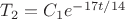 $T_2 =C_1 e^{- {17t}/ 14}$