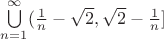 $\bigcup\limits_{n=1}^{\infty}(\frac{1}{n}-\sqrt{2},\sqrt{2}-\frac{1}{n}]$