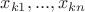 $x_{k1}, ..., x_{kn}$