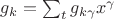 $g_k = \sum_t g_{k \gamma} x^\gamma$
