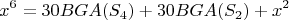 $$x^6=30BGA(S_4)+30BGA(S_2)+x^2$$