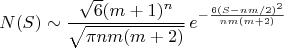 $$N (S)\sim\frac{\sqrt6 (m+1)^n}{\sqrt{\pi nm (m+2)}}\,e^{-\frac {6 (S-nm/2)^2}{nm (m+2)}} $$