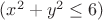 $(x^2+y^2 \le 6) $