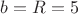 $% MathType!MTEF!2!1!+-
% feaagCart1ev2aaatCvAUfeBSjuyZL2yd9gzLbvyNv2CaerbuLwBLn
% hiov2DGi1BTfMBaeXatLxBI9gBaerbd9wDYLwzYbItLDharqqtubsr
% 4rNCHbGeaGqiVu0Je9sqqrpepC0xbbL8F4rqqrFfpeea0xe9Lq-Jc9
% vqaqpepm0xbba9pwe9Q8fs0-yqaqpepae9pg0FirpepeKkFr0xfr-x
% fr-xb9adbaqaaeGaciGaaiaabeqaamaabaabaaGcbaGaamOmeiabg2
% da9iaadkfacqGH9aqpcaaI1aaaaa!3A51!
\[ b= R = 5\]$