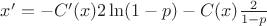 $x'=-C'(x)2\ln(1-p)-C(x)\frac{2}{1-p}$