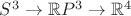 $S^3\to\mathbb RP^3\to\mathbb R^4$