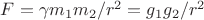 $F = \gamma m_1m_2/r^2 = g_1g_2/r^2$