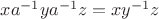 $xa^{-1}ya^{-1}z=xy^{-1}z$