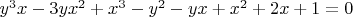 $y^3x-3yx^2+x^3-y^2-yx+x^2+2x+1=0$
