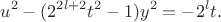 $$
u^2-(2^{2l+2}t^2-1)y^2=-2^lt.
$$ $$
u^2-(2^{2l+2}t^2-1)y^2=-2^lt.
$$
