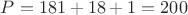 $P=181+18+1=200$