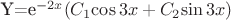 Y=e^{-2x}(C_1$\cos3x+C_2$\sin3x)