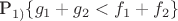P_{1)}\{g_1+g_2 < f_1+f_2\}