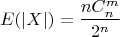 $$E(|X|)   =  \frac{nC_n^m}{2^n}$$