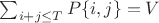 $\sum_{i+j \le T}{P\{i,j\}}=V$ $\sum_{i+j \le T}{P\{i,j\}}=V$