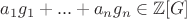 $a_1g_1+...+a_ng_n\in\mathbb Z[G]$