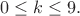 $$0\leq k\leq9.$$