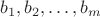 $b_1, b_2,\ldots ,b_m$ $b_1, b_2,\ldots ,b_m$