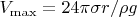 $V_{\max} = 24\pi\sigma r/\rho g$