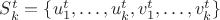 $S_k^t=\{u_1^t,\ldots,u_k^t,v_1^t,\ldots,v_k^t\}$