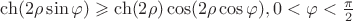 $\ch (2\rho \sin \varphi )\geqslant \ch (2\rho) \cos (2\rho \cos \varphi), 0<\varphi <\frac{\pi}{2}$