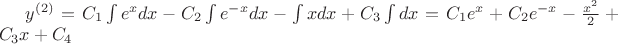 $y^{(2)}=C_1 \int e^xdx-C_2 \int e^{-x}dx- \int xdx+C_3 \int dx=C_1e^x+C_2e^{-x}-\frac{x^2}{2}+C_3x+C_4$