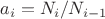 $a_i = N_i/N_{i-1}$