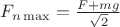 $F_{n\max}=\frac{F+mg}{\sqrt2}$