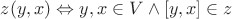 $z(y,x) \Leftrightarrow y,x\in V \wedge [y,x]\in z$