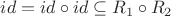 $id = id\circ id \subseteq R_1\circ R_2$