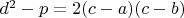 $d^2-p=2(c-a)(c-b)$
