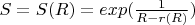 $S = S(R) = exp(\frac{1}{R - r(R)})$
