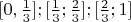 $[0, \frac {1}{3}]; [\frac {1}{3}; \frac {2}{3}]; [\frac {2}{3}; 1]$
