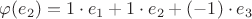 $\varphi (e_2)=  1 \cdot e_1 + 1\cdot e_2 + (-1) \cdot e_3$
