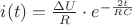 $i(t)=\frac{\Delta U}{R} \cdot e^{-\frac {2t} {RC}} $