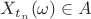 $X_{t_n}(\omega)\in A$