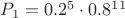 $P_1=0.2^5\cdot 0.8^{11}$