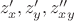 $ \ z'_x, z'_y, z''_{xy}$